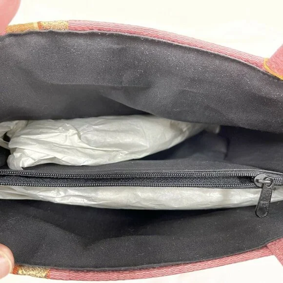 JAPANESE KIMONO TOTE BAG WOVEN STREAM & FLORAL PLANTS NISHI Women’s Elegant - Picture 5 of 5